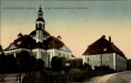 Ak Jelenia Góra Hirschberg Riesengebirge Schlesien, Ev. Gnadenkirche, Kantorhaus