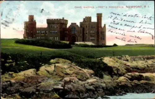 Ak Newport Rhode Island USA, Chas. Warren Lippet's Residence, Blick auf das Gebäude