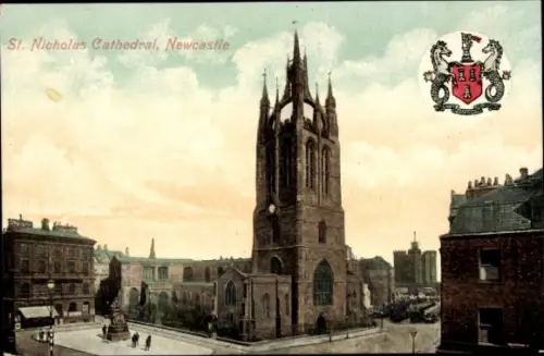 Ak Newcastle upon Tyne England, Jesmond Dene , St. Nicholas Cathedral,  Wappen,  