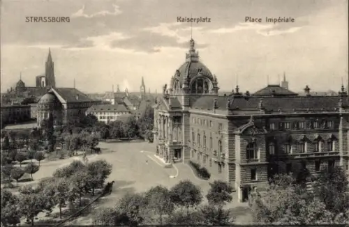 Ak Strasbourg Straßburg Elsass Bas Rhin, Stadtansicht von  Kaiserplatz, Place Impériale