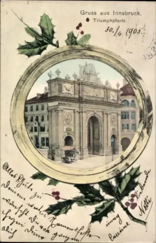 Passepartout Ak Innsbruck Tirol, Triumphpforte, Stechpalmenzweige