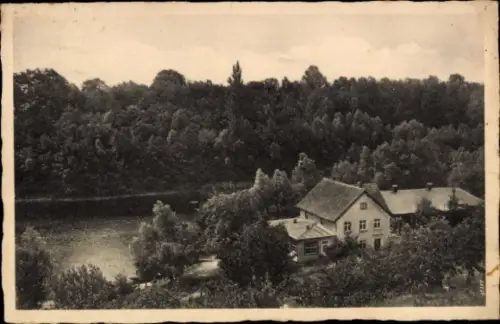 Ak Kargowa Karge Unruhstadt Ostbrandenburg, Schwente-See, Ausflugsgaststätte, Bäume, Wasser, Land