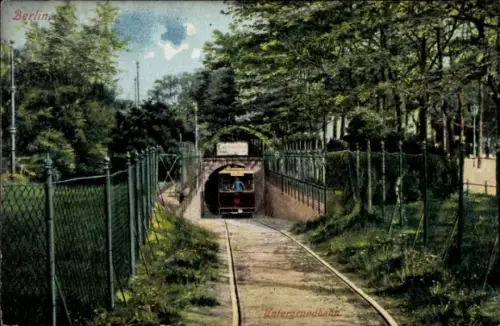 Ak Berlin Treptow, Untergrundbahn nach Stralau, Tunneleinfahrt