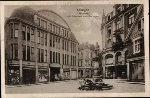 Ak Solingen in Nordrhein Westfalen, Alter Markt mit Schmied, Brunnen