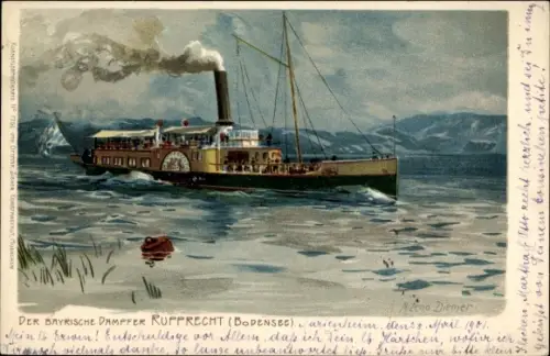 Künstler Litho Diemer, Zeno, Bodensee, Salondampfer Rupprecht