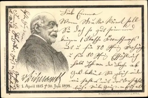 Ak Otto von Bismarck, Herzog zu Lauenburg, Bundeskanzler, Trauerkarte zum Tod 1898