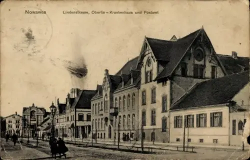 Ak Nowawes Babelsberg Potsdam, Lindenstraße, Oberlin Krankenhaus, Postamt