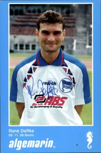 Autogrammkarte Fußballer René Deffke, Hertha BSC, Autogramm