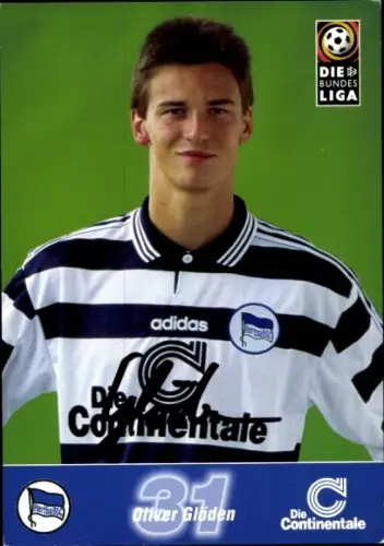 Autogrammkarte Fußballer Oliver Glöden, Hertha BSC, Autogramm