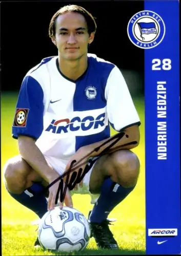 Autogrammkarte Fußballer Nderim Nedzipi, Hertha BSC, Autogramm
