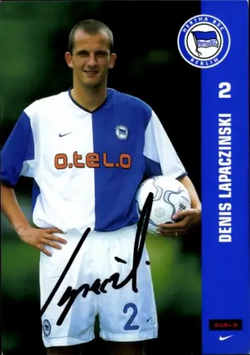 Autogrammkarte Fußballer Denis Lapaczinski, Hertha BSC, Autogramm