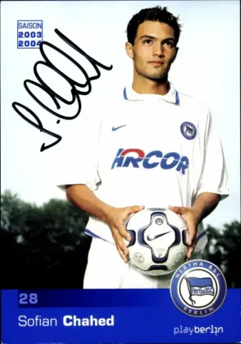 Autogrammkarte Fußballer Sofian Chahed, Hertha BSC, Autogramm