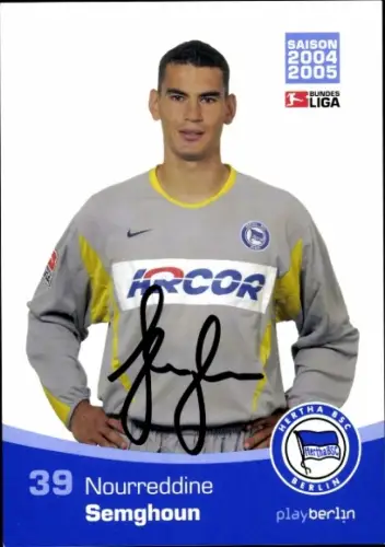 Autogrammkarte Fußballer Nourreddine Semghoun, Hertha BSC, Autogramm