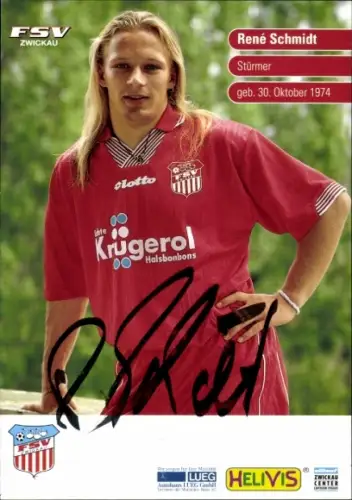 Autogrammkarte Fußballer René Schmidt, FSV Zwickau, Autogramm