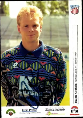 Autogrammkarte Fußballer Ralph Kircheis, FSV Zwickau, Autogramm