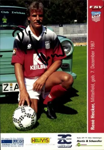 Autogrammkarte Fußballer René Hecker, FSV Zwickau, Autogramm