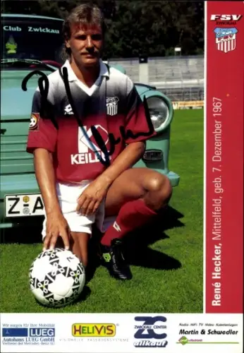 Autogrammkarte Fußballer René Hecker, FSV Zwickau, Autogramm