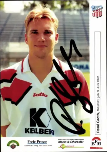 Autogrammkarte Fußballer René Groth, FSV Zwickau, Autogramm