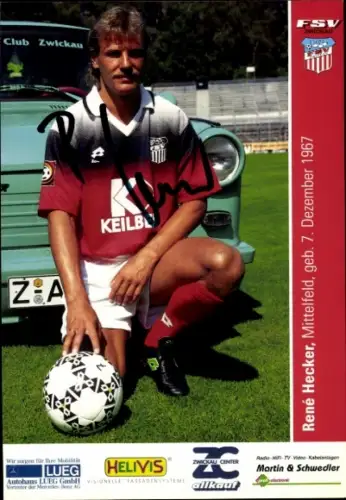 Autogrammkarte Fußballer René Hecker, FSV Zwickau, Autogramm
