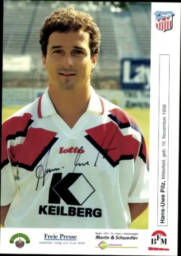 Autogrammkarte Fußballer Hans Uwe Pilz, FSV Zwickau, Autogramm