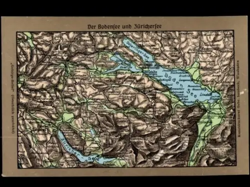 Landkarten Relief Ak Bodensee, Zürichersee