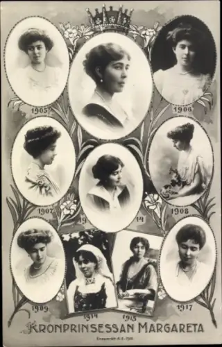 Ak Kronprinzessin Margareta von Schweden, Portraits