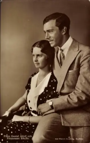 Ak Prins Gustaf Adolf och Prinsessan Sibylle, Prinzenpaar von Schweden