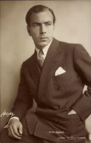 Ak Prinz Sigvard, Porträt in Anzug