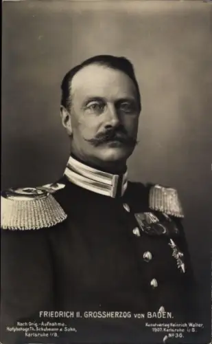 Ak Friedrich II. Großherzog von Baden, Portrait in Uniform