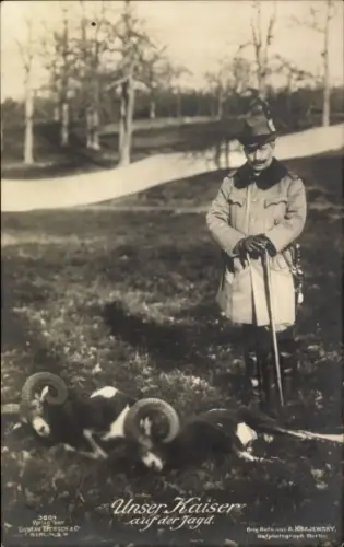 Ak Kaiser Wilhelm II. auf der Jagd