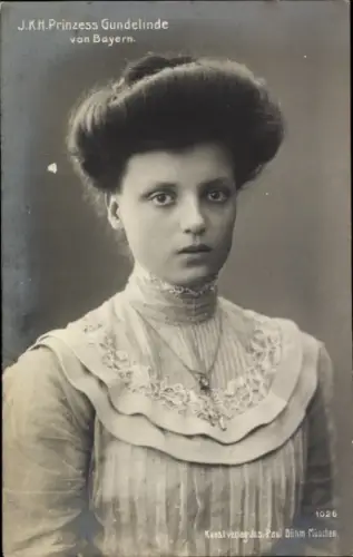 Ak Prinzessin Gundelinde von Bayern, Portrait