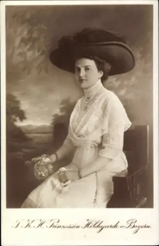 Ak Prinzessin Hildegard von Bayern, Portrait, Hut