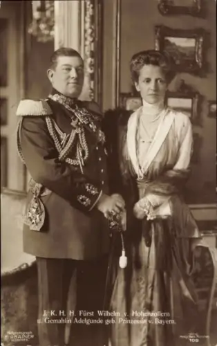 Ak Fürst Wilhelm von Hohenzollern mit Prinzessin Adelgunde von Bayern