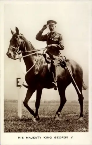 Ak King George V, König Georg V von Großbritannien auf einem Pferd, Uniform