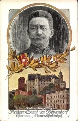 Ak Kraków Krakau Polen, Franz Conrad von Hötzendorf, Königsschloss