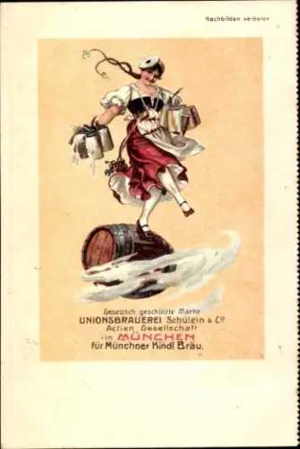 Ak München, Unionsbrauerei Schülein & Co., Münchner Kindl Bräu, Werbung