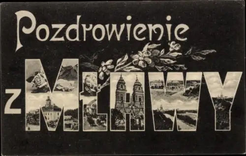 Buchstaben Ak Mława Mielau Polen, Kirche, Panorama, Rathaus