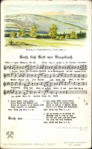 Lied Ak Günther, Anton, Erzgebirgische Mundart 24, Grüß dich Gott mei Arzgebirch, Keilberg
