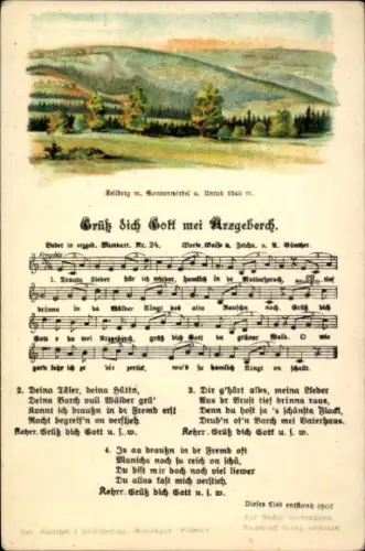 Lied Ak Günther, Anton, Erzgebirgische Mundart 24, Grüß dich Gott mei Arzgebirch, Keilberg