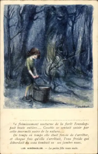 Künstler Ak Poulbot, Francisque, Les Misérables, La petite fille toute seule