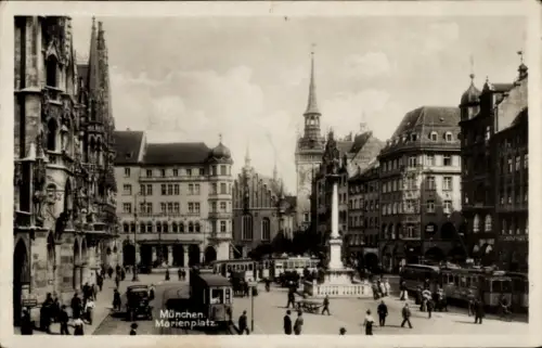 Ak München, Marienplatz, Straßenbahn