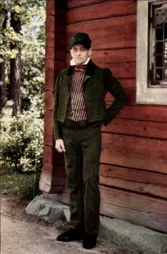 Ak Uppland Schweden, Helgdagsdräkt, Länna socken, Mann in schwedischer Volkstracht