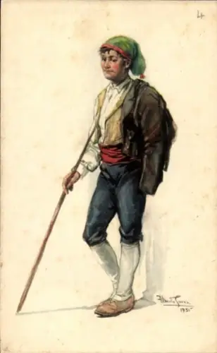 Künstler Ak Portugal, Mann in Tracht aus Extremadura