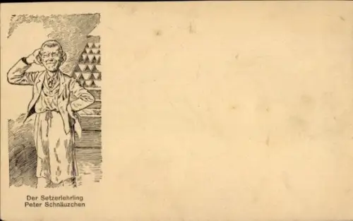 Ak Setzerlehring Peter Schnäuzchen, Deutscher Knabenkalender 1928 Der gute Kamerad