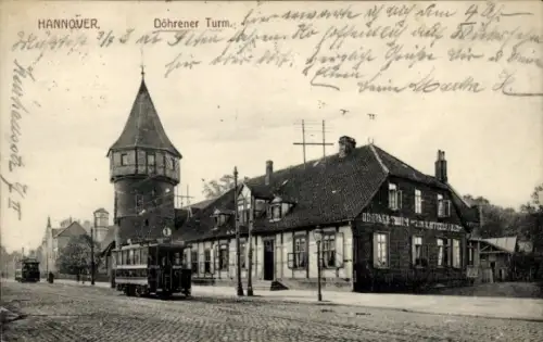 Ak Döhren Hannover, Döhrener Turm, Straßenbahn, Gebäude, 
