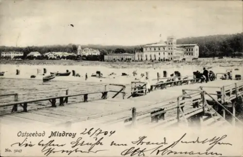 Ak Międzyzdroje Ostseebad Misdroy Pommern, Ostseebad  Hafenansicht, Boote, Pier, 