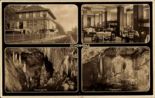 Ak Grüne Iserlohn im Märkischen Kreis, Dechenhöhle, Bahnhof, Kaisergrotte, Orgelgrotte