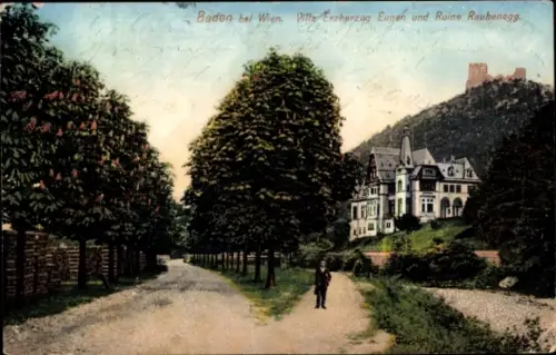 Ak Baden bei Wien in Niederösterreich,  Erzherzog Eugen, Ruine Rauhenegg, Landschaft