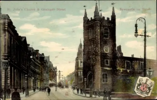 PC Newcastle upon Tyne England, St Johns Church and Grainger Street