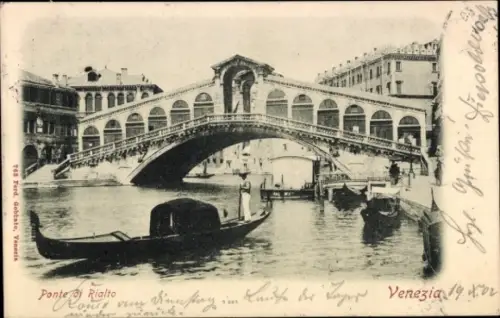 Ak Venezia Venedig Veneto, Rialtobrücke, Gondeln